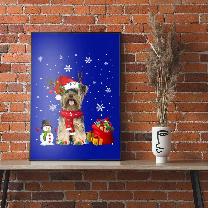 Funny Yorkshire Terrier Christmas Tree Lights Dog Puppy Funny Gift Poster