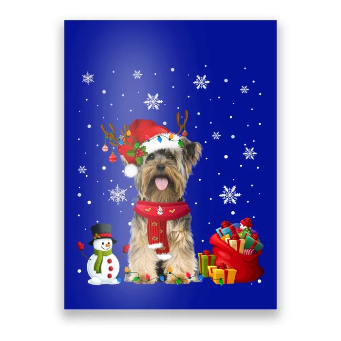 Funny Yorkshire Terrier Christmas Tree Lights Dog Puppy Funny Gift Poster