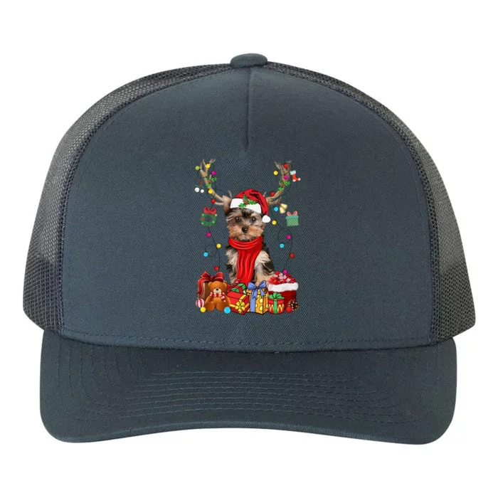 Funny Yorkshire Terrier Reindeer Gift Christmas Horn Light Gift Yupoong Adult 5-Panel Trucker Hat