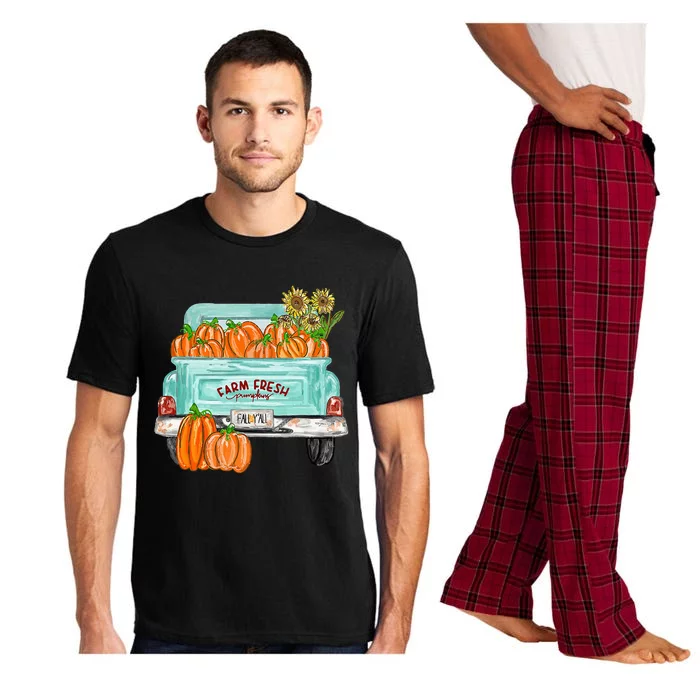 Fall Y'all Truck Pumpkin Sunflower Autumn Fall Thanksgiving Pajama Set