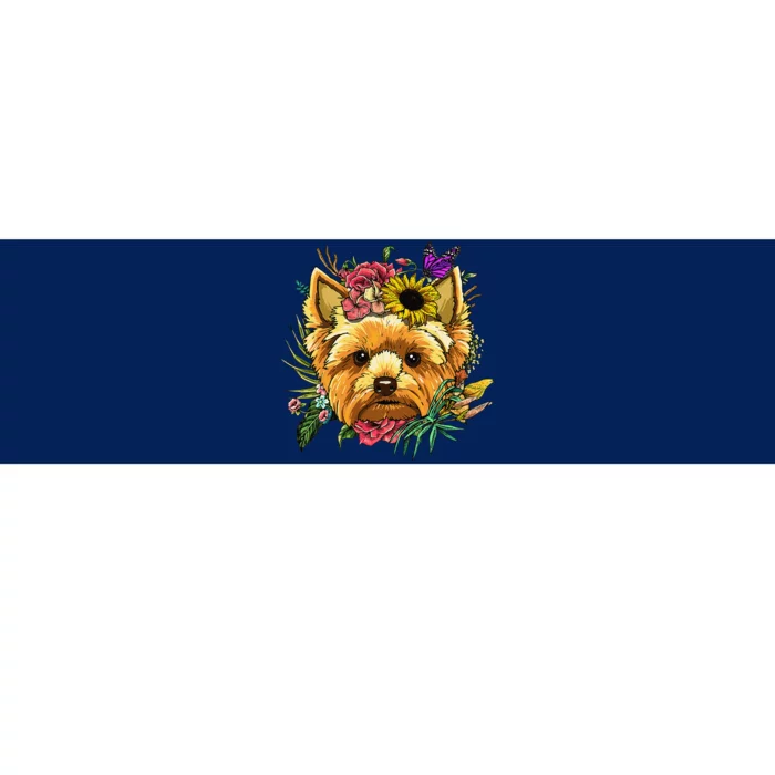 Floral Yorkshire Terrier Botanical Plant Flower Bumper Sticker