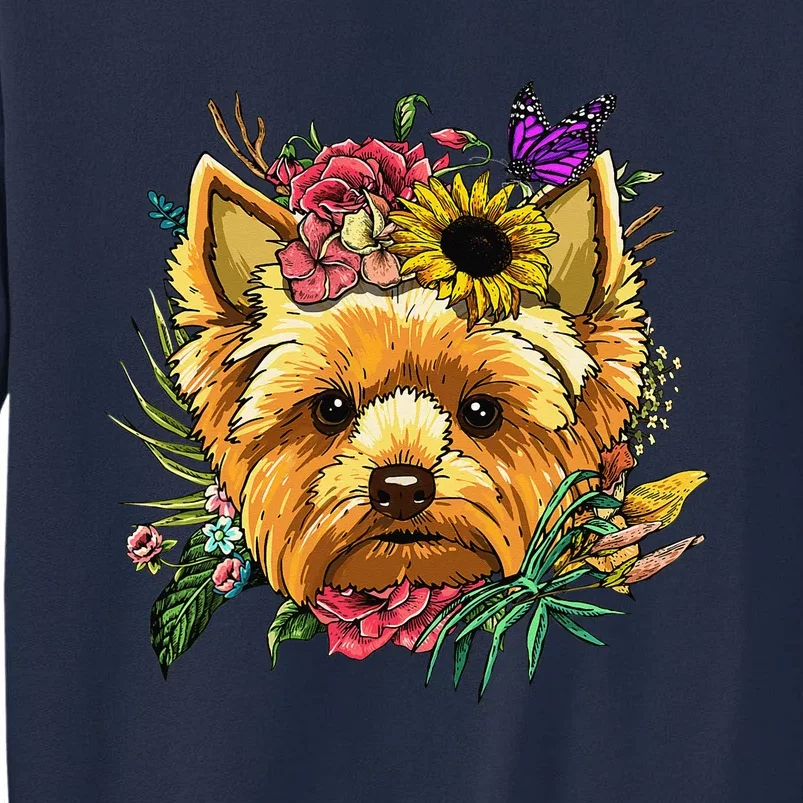 Floral Yorkshire Terrier Botanical Plant Flower Tall Sweatshirt