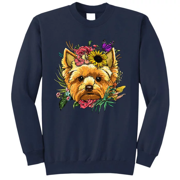 Floral Yorkshire Terrier Botanical Plant Flower Tall Sweatshirt