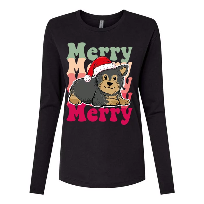 Funny Yorkshire Terrier Dog Christmas Matching Family Cool Gift Womens Cotton Relaxed Long Sleeve T-Shirt