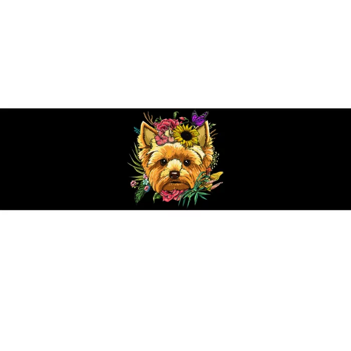 Floral Yorkshire Terrier Botanical Plant Flower Yorkie Lover Bumper Sticker