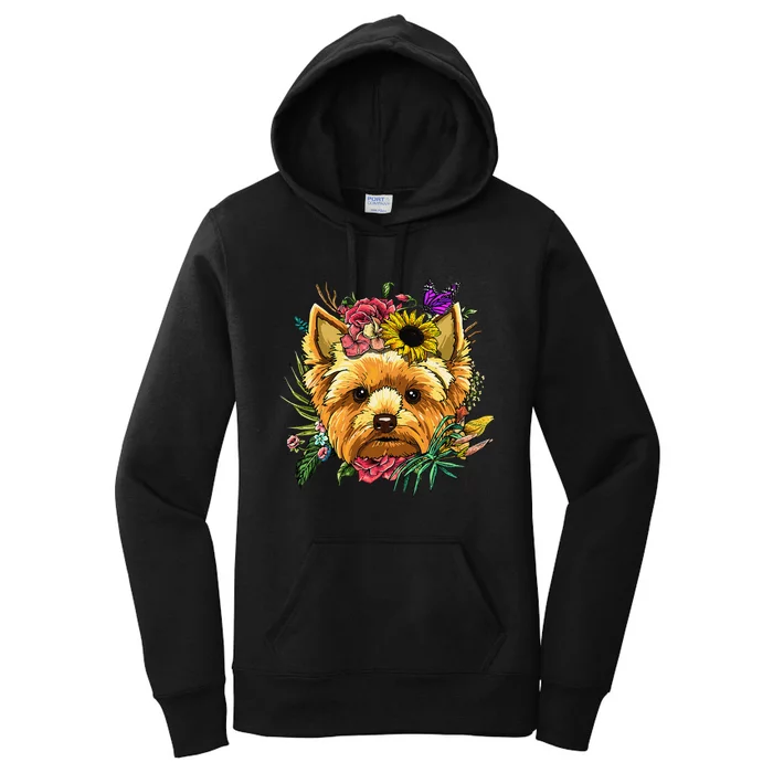 Floral Yorkshire Terrier Botanical Plant Flower Yorkie Lover Women's Pullover Hoodie