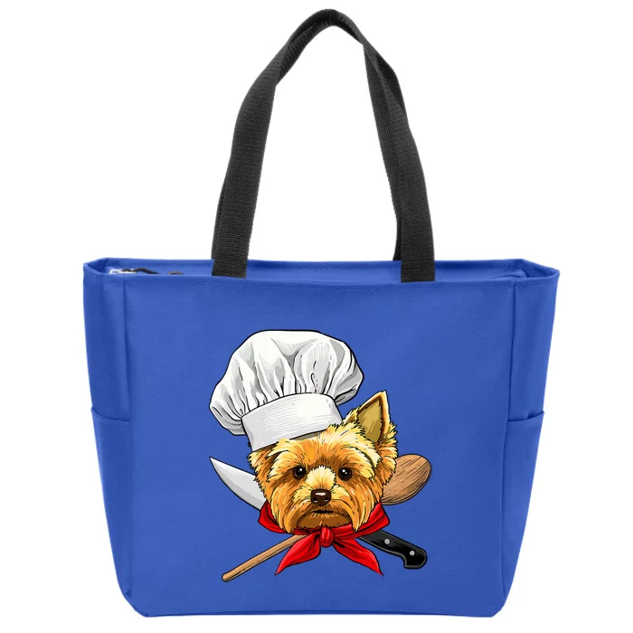 Funny Yorkshire Terrier Chef Dog Cooking And Baking Zip Tote Bag