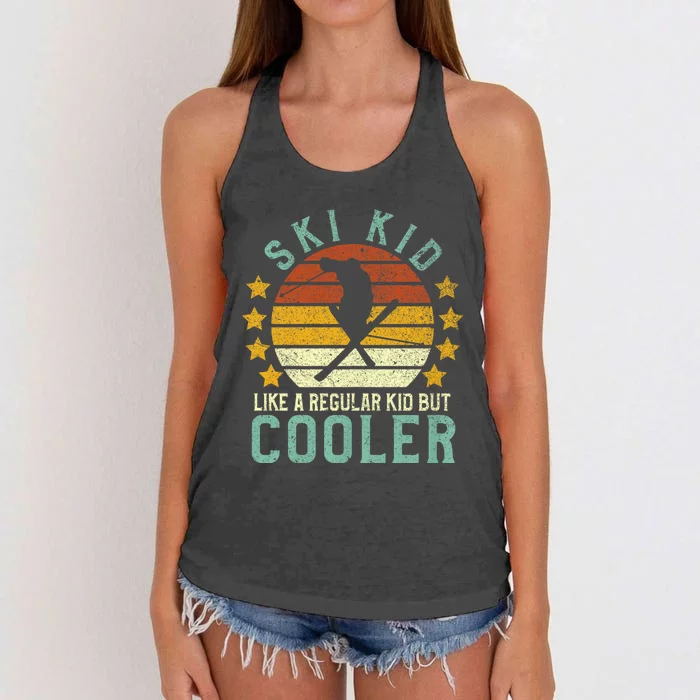 Funny Young Vintage Skier & Skiing Lover Cooler Women's Knotted Racerback Tank