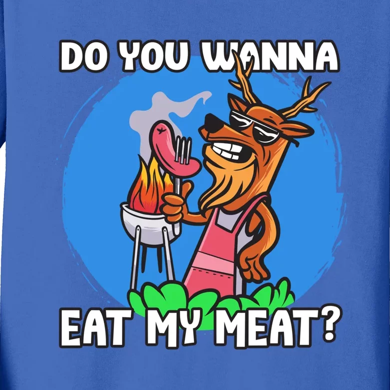 Funny You Want To Eat My Meats Master Griller Gift Kids Long Sleeve Shirt