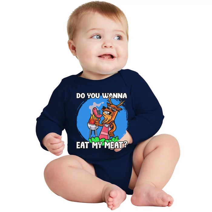 Funny You Want To Eat My Meats Master Griller Gift Baby Long Sleeve Bodysuit