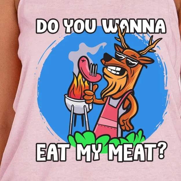 Funny You Want To Eat My Meats Master Griller Gift Women's Knotted Racerback Tank