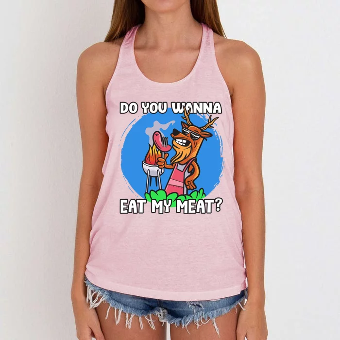 Funny You Want To Eat My Meats Master Griller Gift Women's Knotted Racerback Tank