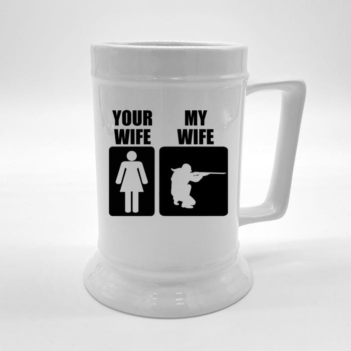 Funny Your Wife My Wife Soldier Fathers Day For Army Husband Gift Front & Back Beer Stein