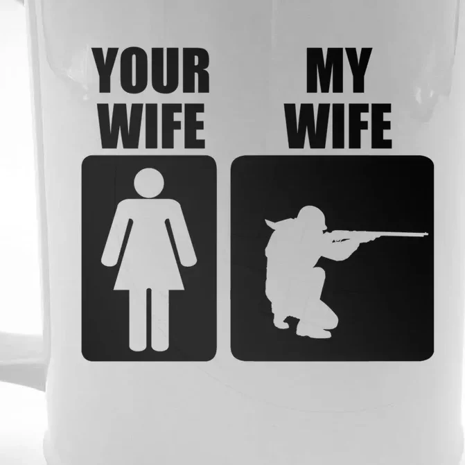 Funny Your Wife My Wife Soldier Fathers Day For Army Husband Gift Front & Back Beer Stein