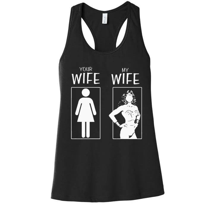 Funny Your Wife Mine Couple Women's Racerback Tank