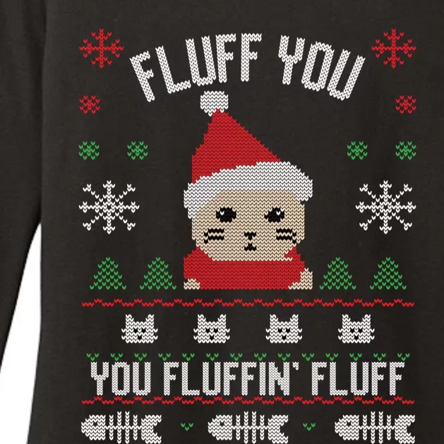 Fluff You You Fluffin' Fluff Funny Holiday Sweater Graphic Gift Womens CVC Long Sleeve Shirt