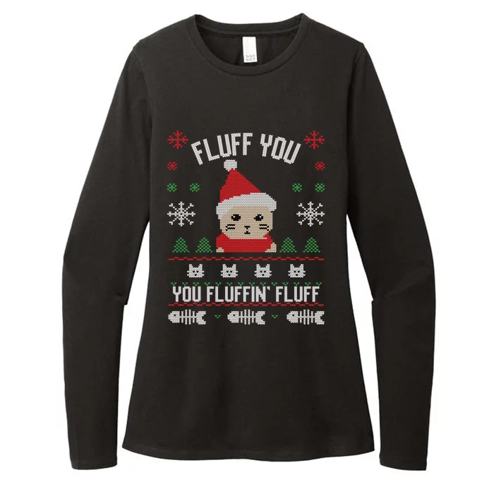 Fluff You You Fluffin' Fluff Funny Holiday Sweater Graphic Gift Womens CVC Long Sleeve Shirt