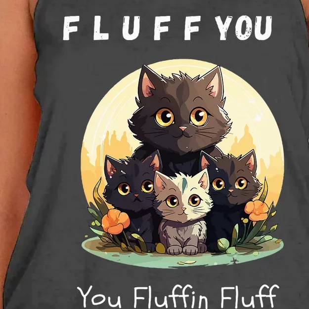 Fluff You YouFluffin Fluff Funny Hilarious Cat and Kitten Women's Knotted Racerback Tank