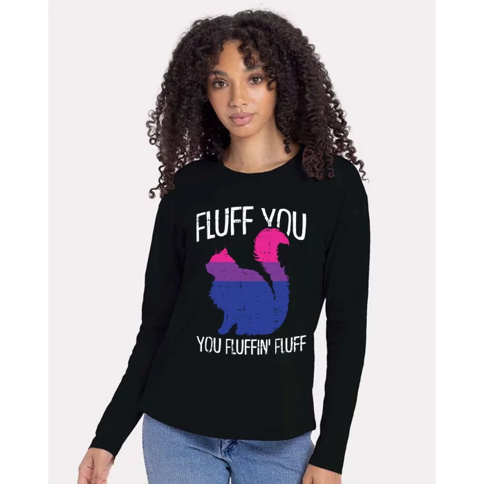 Fluff You You Fluffin Fluff Bisexual Pride Cat Lgbtgiftq Ally Cool Gift Womens Cotton Relaxed Long Sleeve T-Shirt