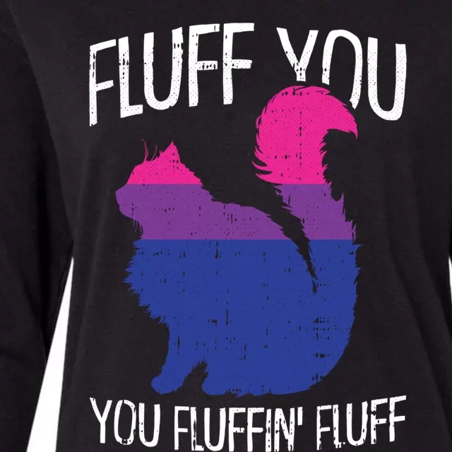 Fluff You You Fluffin Fluff Bisexual Pride Cat Lgbtgiftq Ally Cool Gift Womens Cotton Relaxed Long Sleeve T-Shirt