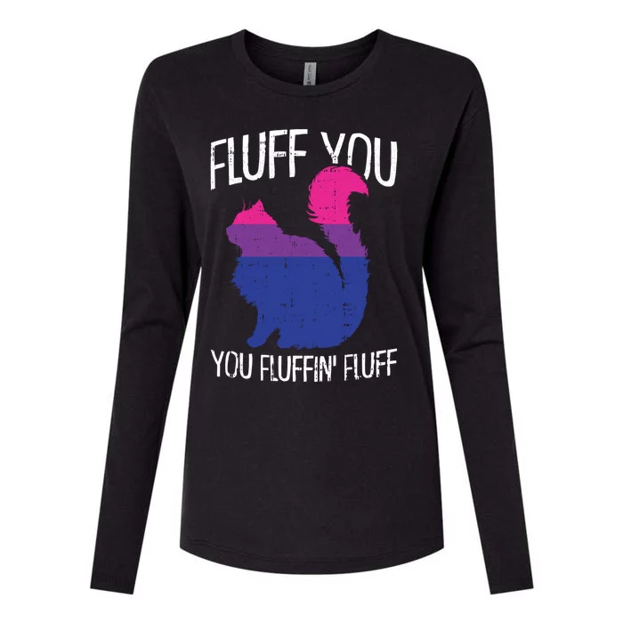 Fluff You You Fluffin Fluff Bisexual Pride Cat Lgbtgiftq Ally Cool Gift Womens Cotton Relaxed Long Sleeve T-Shirt