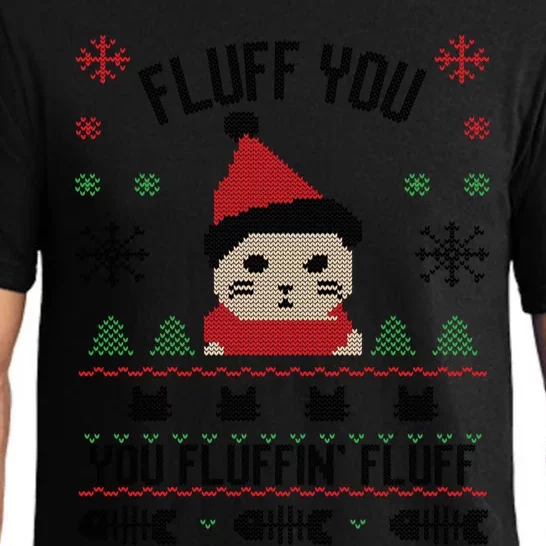 Fluff You You Fluffin' Fluff Funny Holiday Sweater Graphic Cute Gift Pajama Set