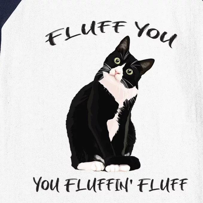 Fluff You You Fluffin' Fluff Gift Funny Black Cat Kitten Funny Gift Baseball Sleeve Shirt