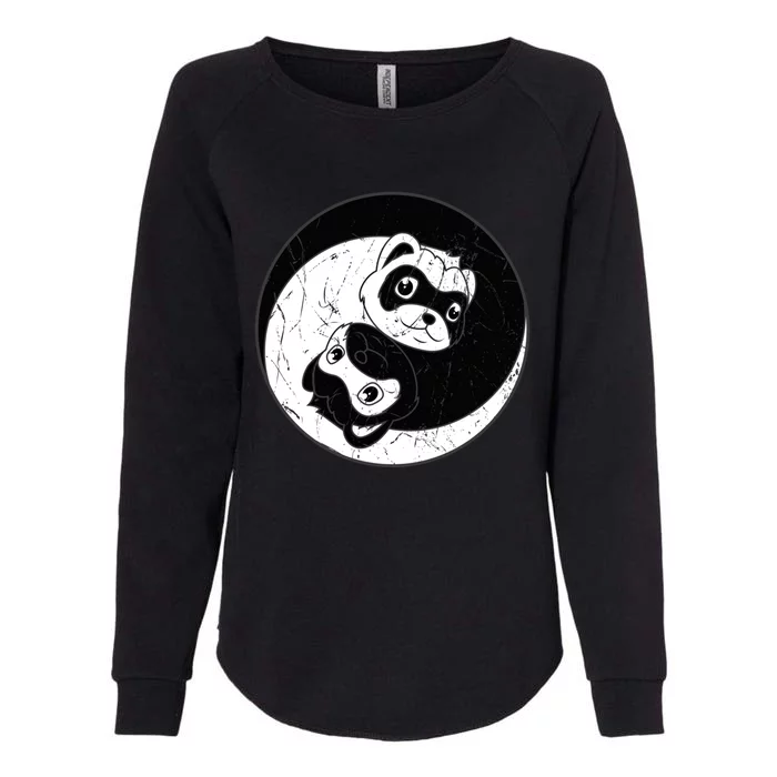 Ferret Ying Yang Domesticated Polecat Animal Lover Cute Gift Womens California Wash Sweatshirt