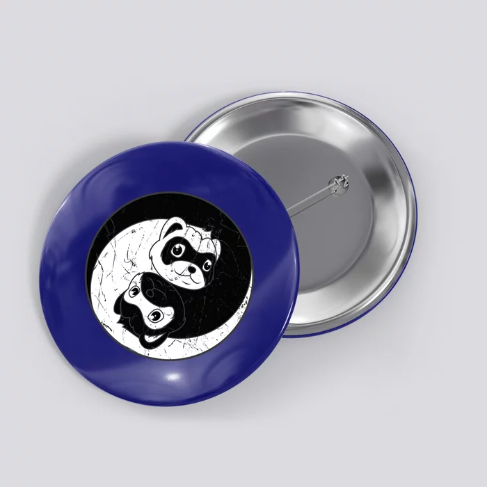 Ferret Ying Yang Domesticated Polecat Animal Lover Cute Gift Button