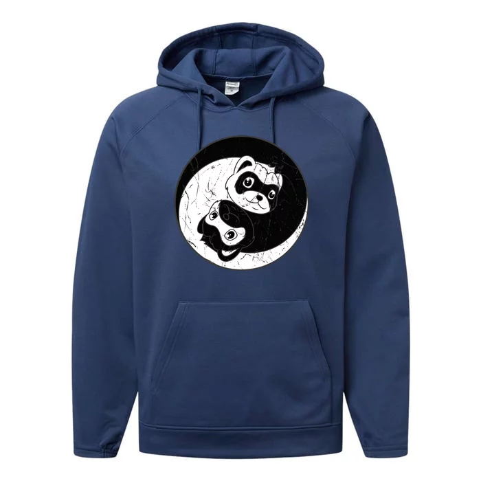 Ferret Ying Yang Domesticated Polecat Animal Lover Cute Gift Performance Fleece Hoodie