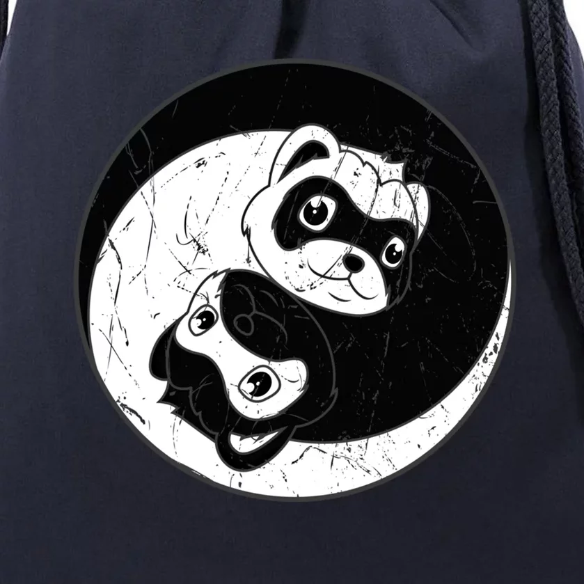 Ferret Ying Yang Domesticated Polecat Animal Lover Cute Gift Drawstring Bag