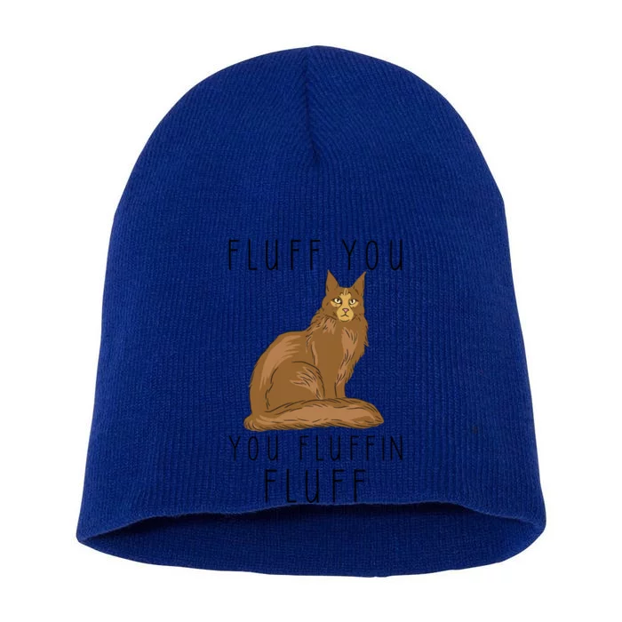 Fluff You You Fluffin Fluff Funny Cat Gift Short Acrylic Beanie