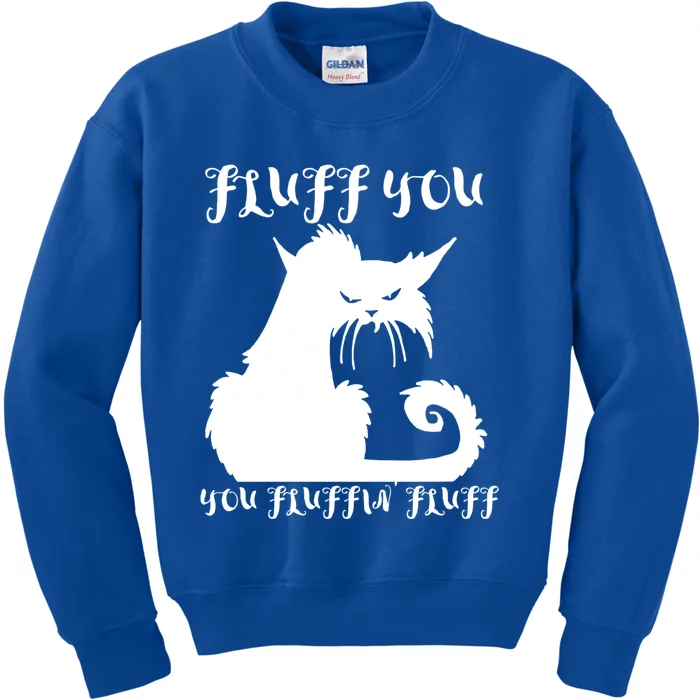 Fluff You You Fluffin' Fluff Gift Funny Cat Kitten Meaningful Funny Gift Kids Sweatshirt