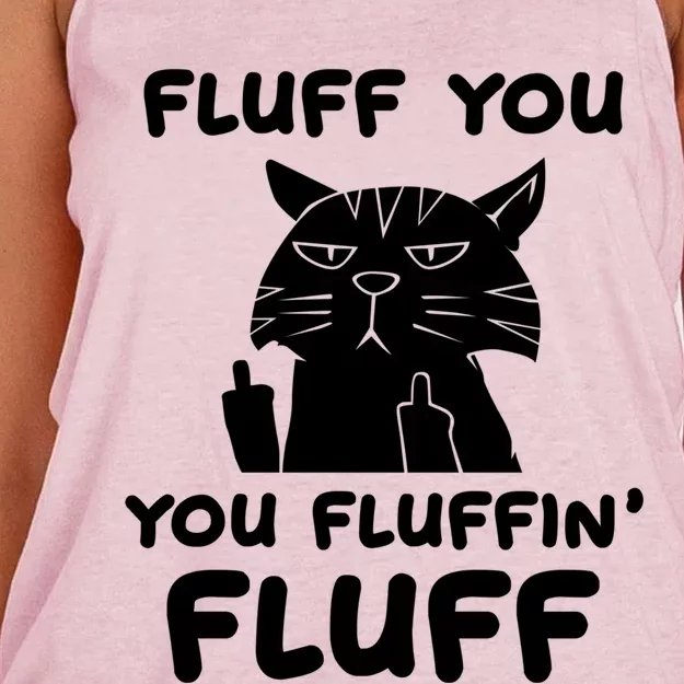 Fluff You You Fluffin Fluff Kitten Gift Women's Knotted Racerback Tank