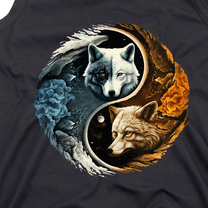 Fun Yin Yang Wolf Yin Yang Tank Top