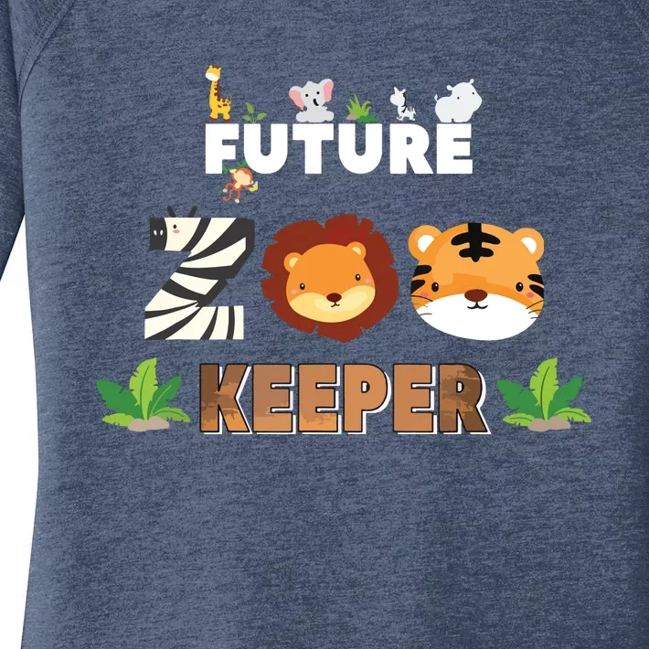 Future Zookeeper Animal Lover Safari Trip Zoo Keeper Costume Women's Perfect Tri Tunic Long Sleeve Shirt