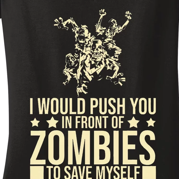 Funny Zombie Apocalypse Survivor Living Dead Zombies Women's V-Neck T-Shirt