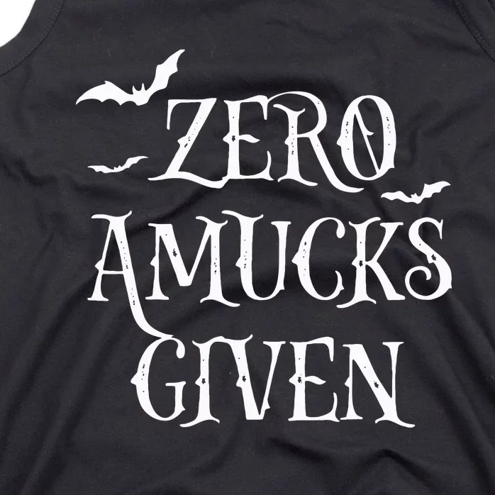 Funny Zero Amucks Given Cute Amuck With Bat Halloween Witch Tank Top