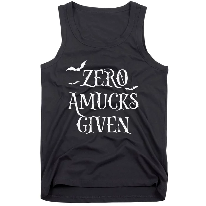 Funny Zero Amucks Given Cute Amuck With Bat Halloween Witch Tank Top