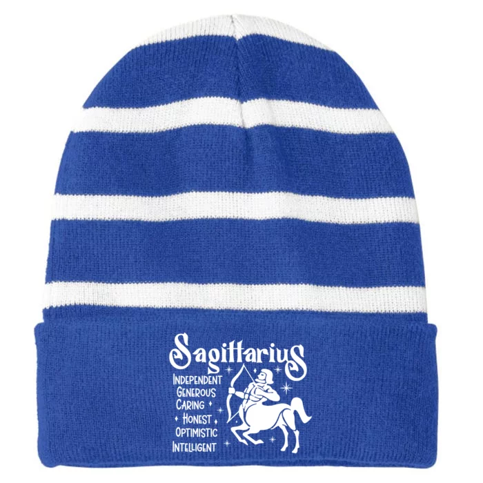 Funny Zodiac Astrology Sagittarius Horoscope Gift Striped Beanie with Solid Band