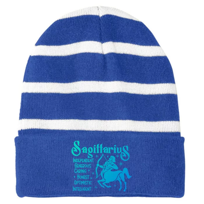 Funny Zodiac Astrology Sagittarius Horoscope Gift Striped Beanie with Solid Band