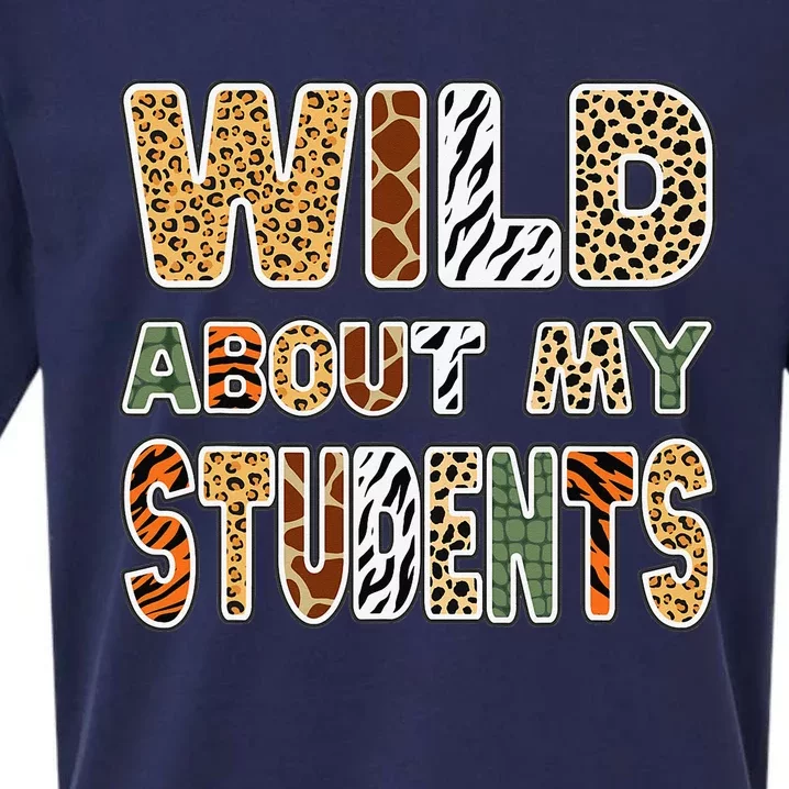 Fun Zoo Animal Print Teacher Wild About My Students Sueded Cloud Jersey T-Shirt