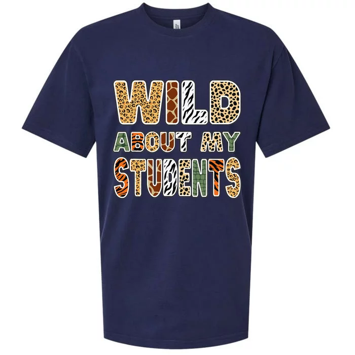 Fun Zoo Animal Print Teacher Wild About My Students Sueded Cloud Jersey T-Shirt