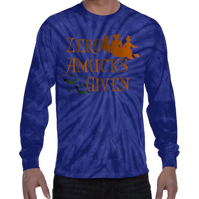 Funny Zero Amucks Given Cute Amuck With Bat Halloween Witch Tie-Dye Long Sleeve Shirt