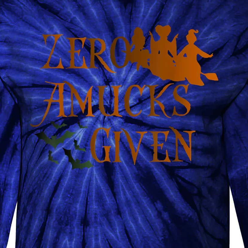 Funny Zero Amucks Given Cute Amuck With Bat Halloween Witch Tie-Dye Long Sleeve Shirt