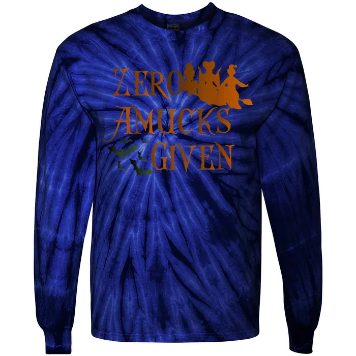 Funny Zero Amucks Given Cute Amuck With Bat Halloween Witch Tie-Dye Long Sleeve Shirt