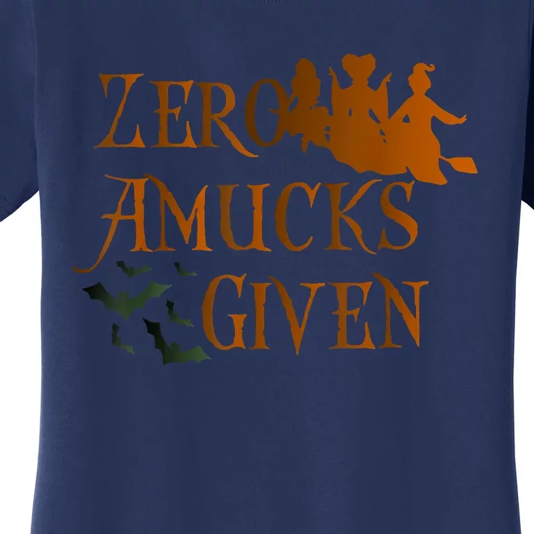 Funny Zero Amucks Given Cute Amuck With Bat Halloween Witch Women's T-Shirt