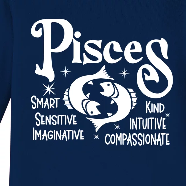 Funny Zodiac Astrology Pisces Horoscope Cute Gift Baby Long Sleeve Bodysuit