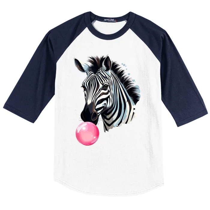 Funny Zebra Bubblegum Baseball Sleeve Shirt