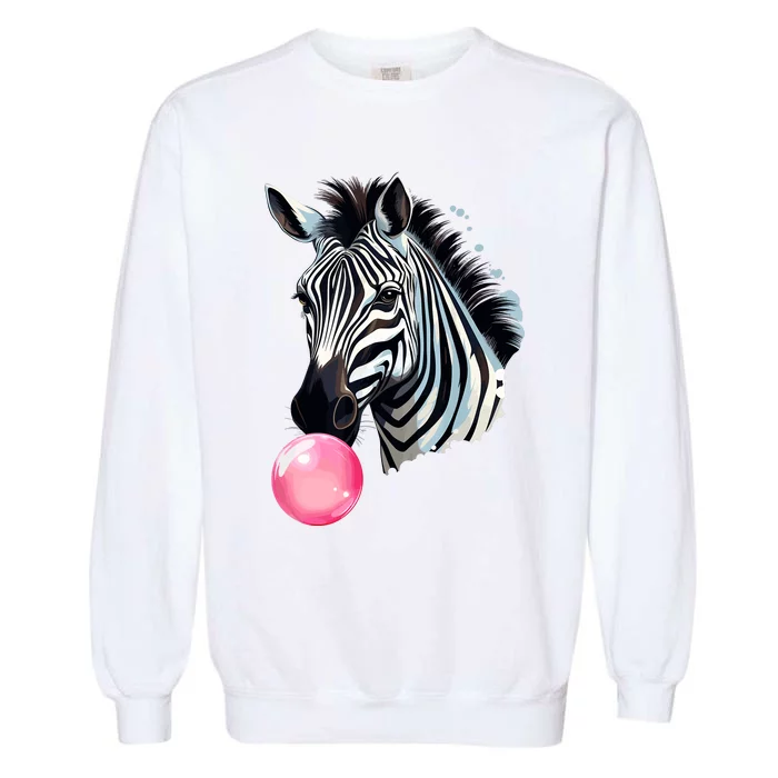 Funny Zebra Bubblegum Garment-Dyed Sweatshirt